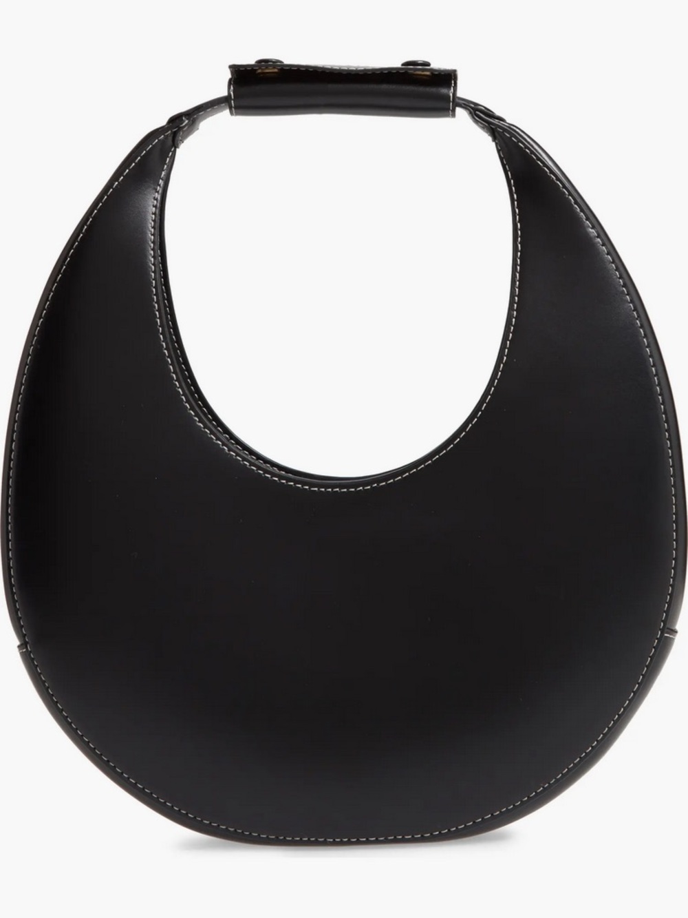 NWT STAUD Moon Shoulder Bag in polished black OS